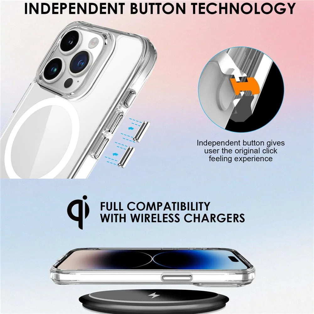 For iPhone 16 Pro Case Compatible with MagSafe TPU+PC Clear Phone Cover - 4