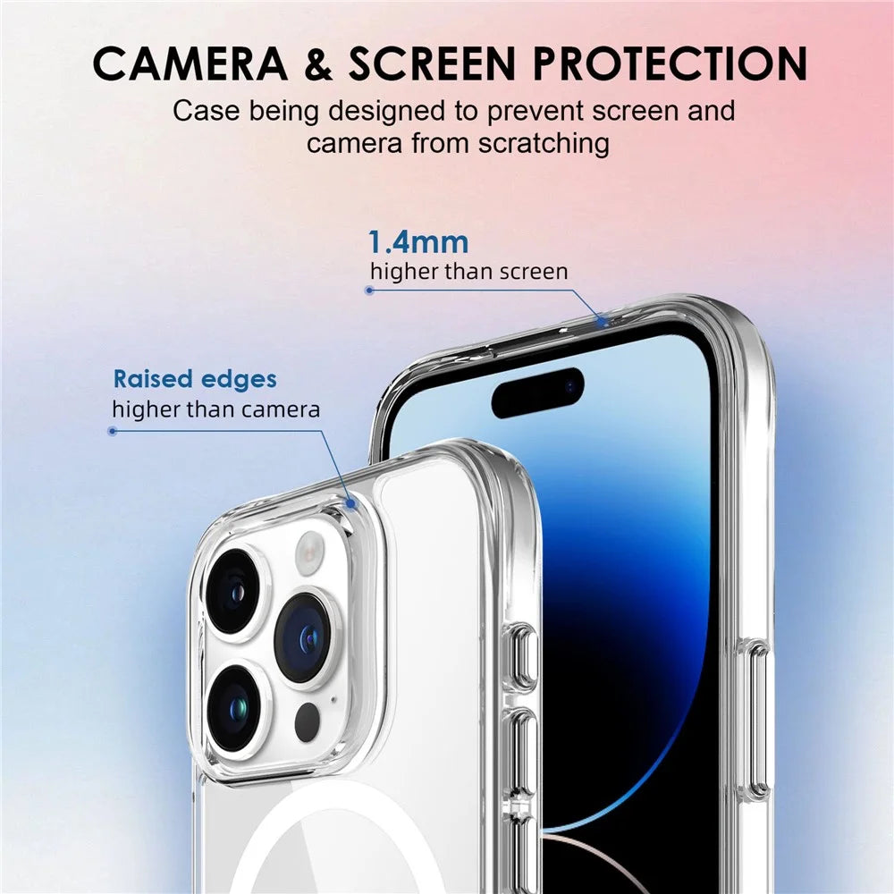 For iPhone 16 Pro Case Compatible with MagSafe TPU+PC Clear Phone Cover - 6