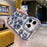 For iPhone 15 Pro Max Case Rhinestone Flower Electroplating TPU Phone Cover - Blue - 1