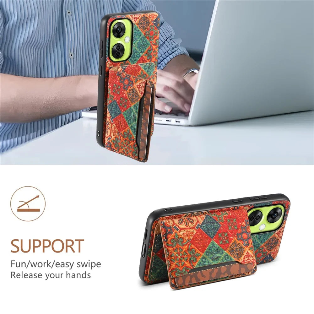 For OnePlus Nord CE 3 Lite 5G / N30 5G Kickstand Case Card Slot PU+TPU+PC Phone Shell - Winter / Blue - 5