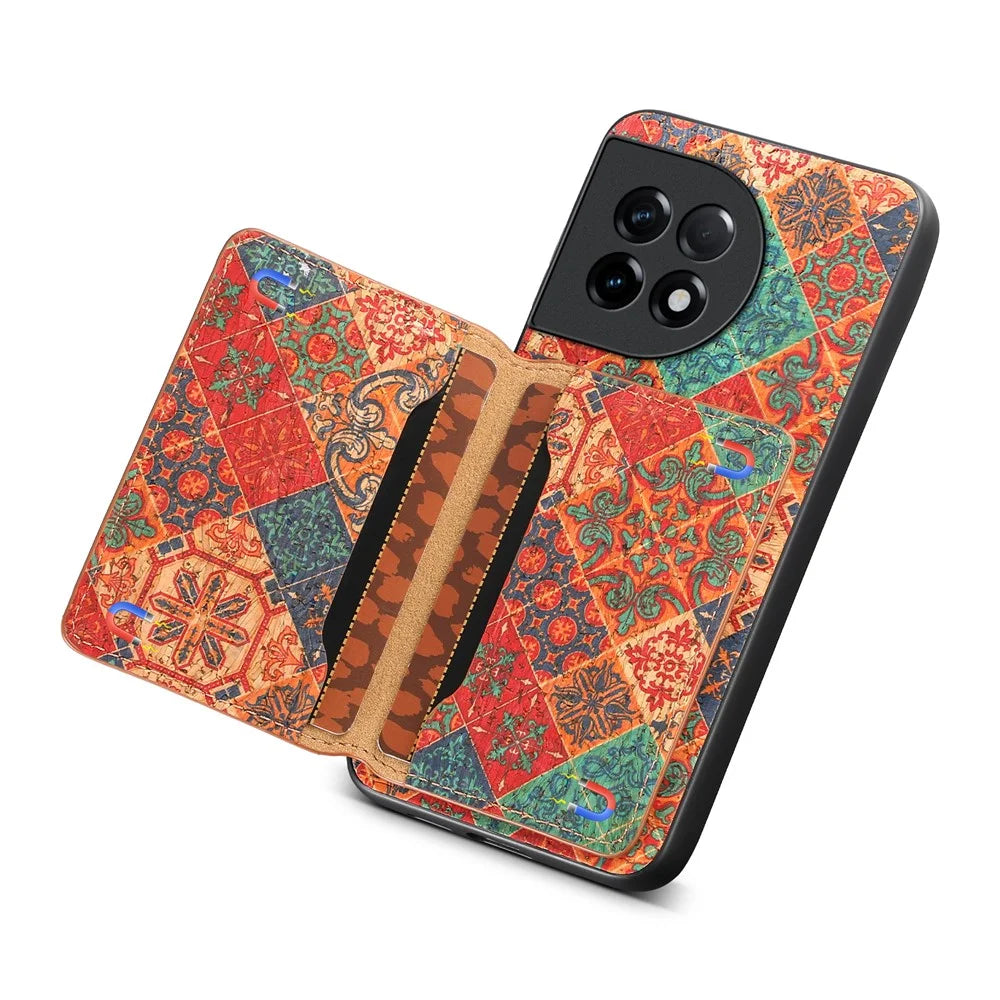 For OnePlus Ace 2 5G / 11R 5G Case Floral Pattern Card Slot Kickstand PU Covered Hybrid Phone Shell - Winter / Blue - 4