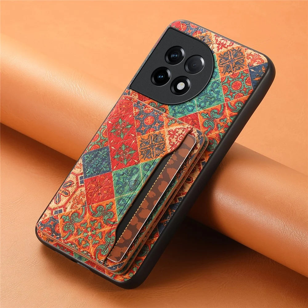 For OnePlus Ace 2 5G / 11R 5G Case Floral Pattern Card Slot Kickstand PU Covered Hybrid Phone Shell - Winter / Blue - 6
