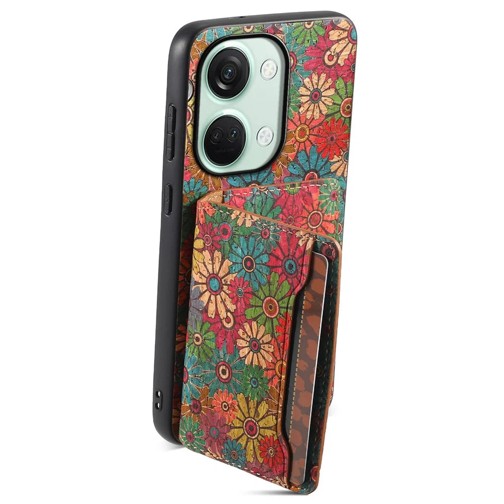 For OnePlus Ace 2V / Nord 3 5G Case Floral Pattern Card Slot Kickstand Hybrid Phone Cases - Spring / Green - 2