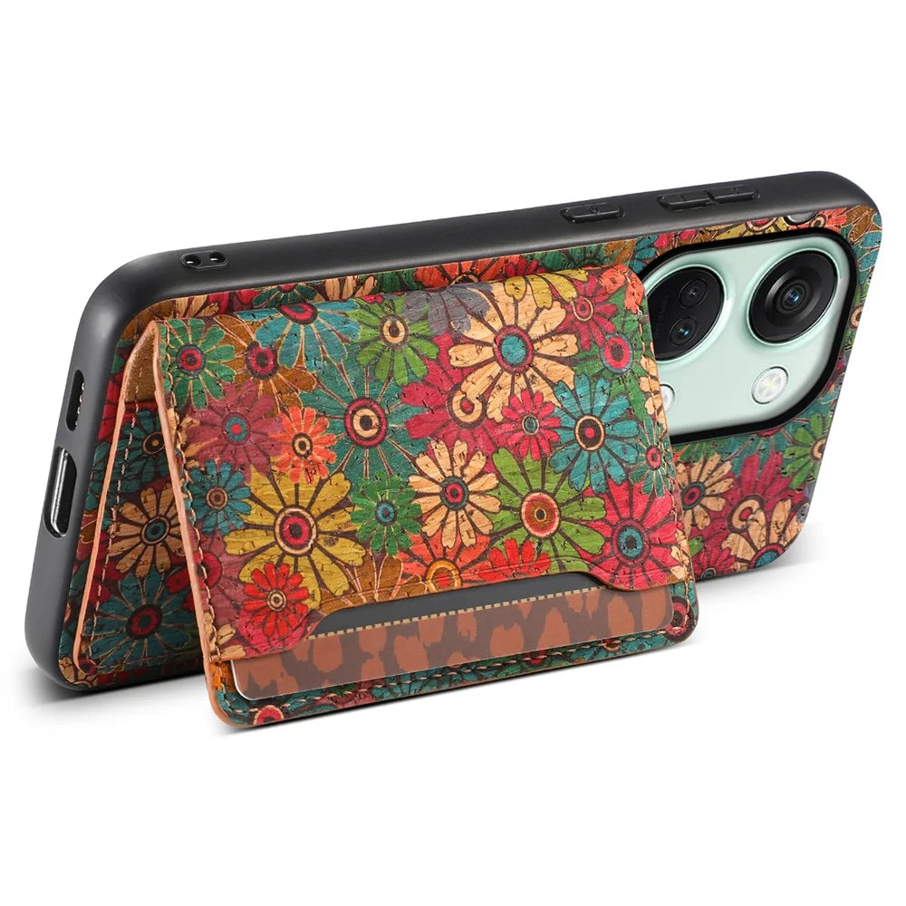 For OnePlus Ace 2V / Nord 3 5G Case Floral Pattern Card Slot Kickstand Hybrid Phone Cases - Spring / Green - 3