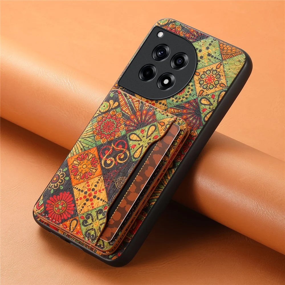 For OnePlus Ace 3 5G / 12R 5G Case Floral Pattern Hybrid Phone Shell with Card Slot Kickstand - Autumn / Yellow - 6