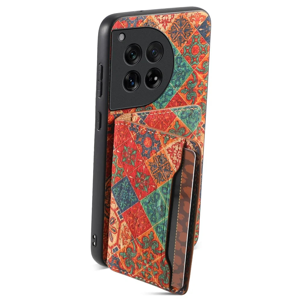 For OnePlus 12 5G Case Floral Design Card Slots Shockproof Leather Back  Cover - Winter / Blue - 2