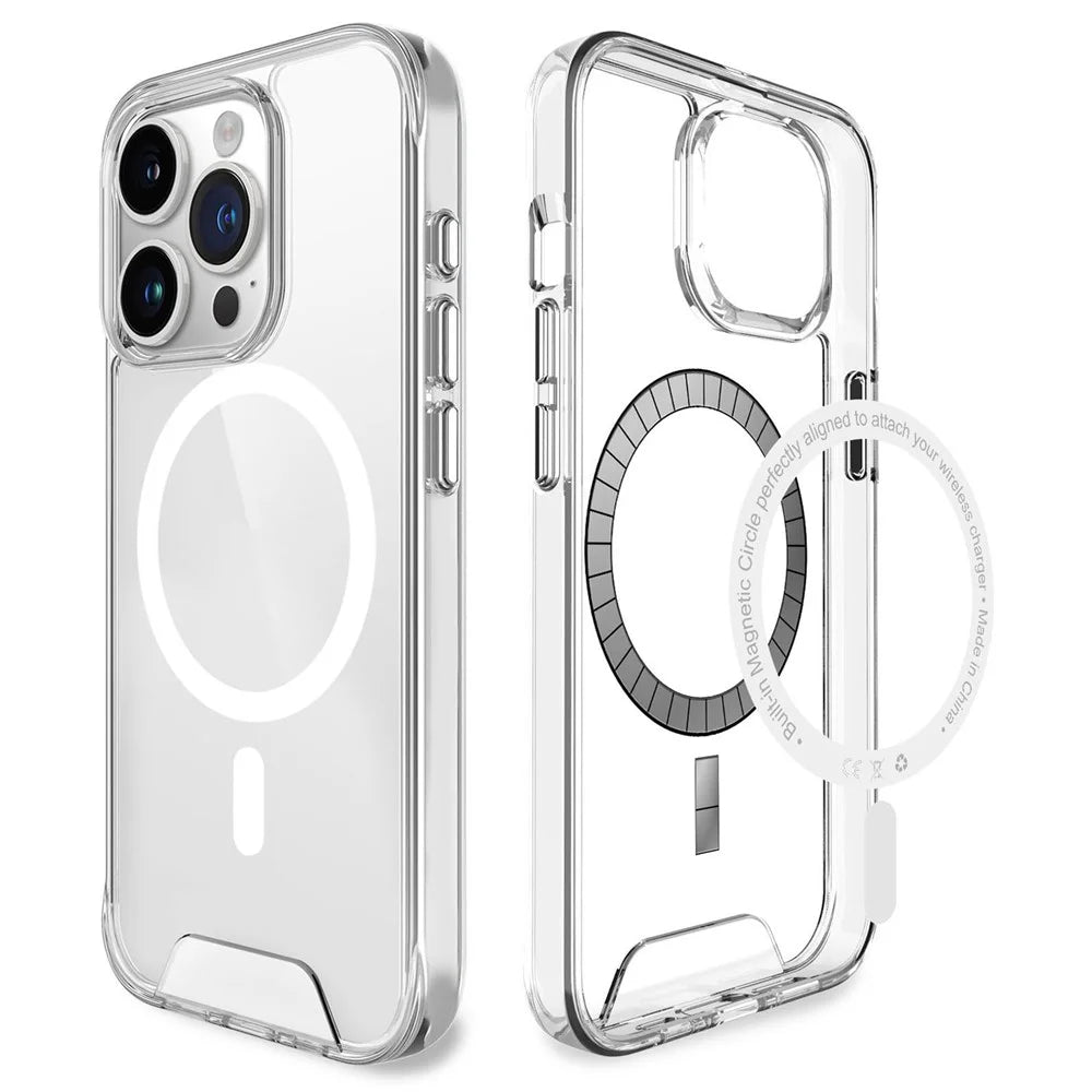 For iPhone 16 Pro Max Case Compatible with MagSafe TPU+PC Clear Phone Cover - 1