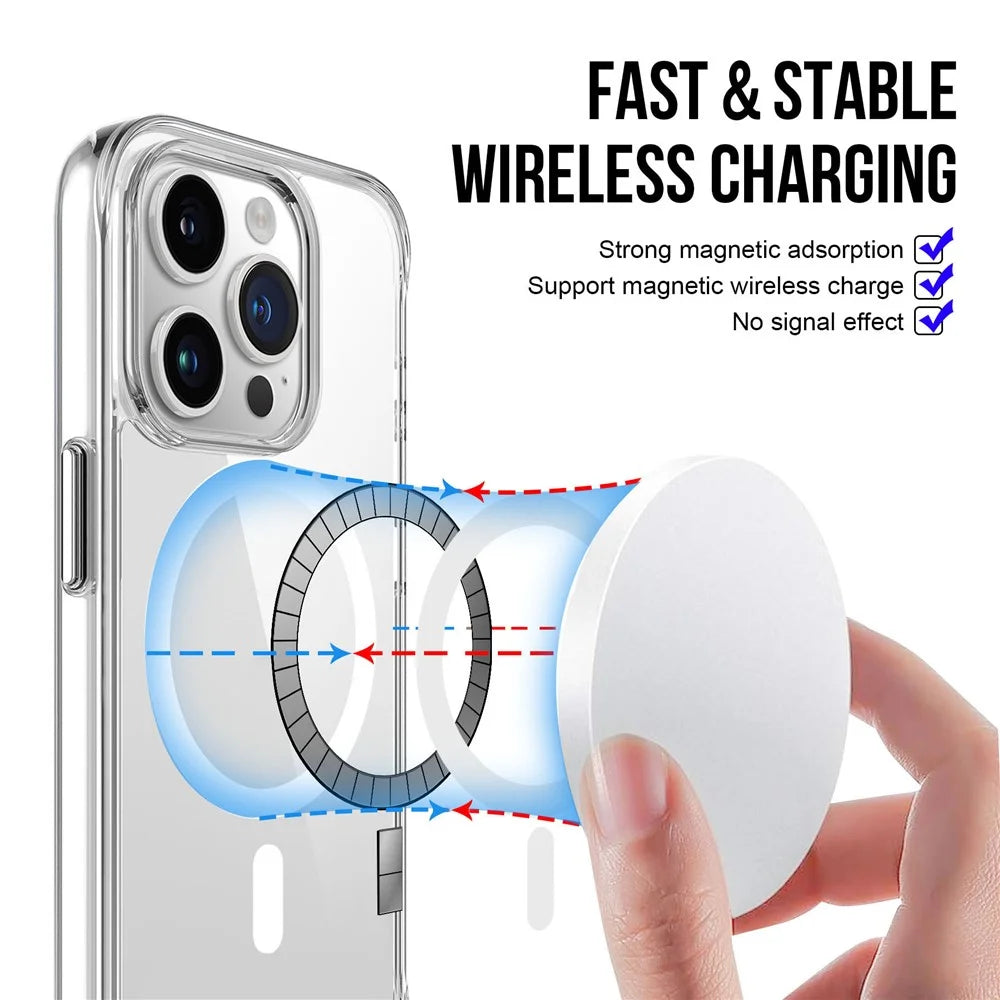 For iPhone 16 Pro Max Case Compatible with MagSafe TPU+PC Clear Phone Cover - 4