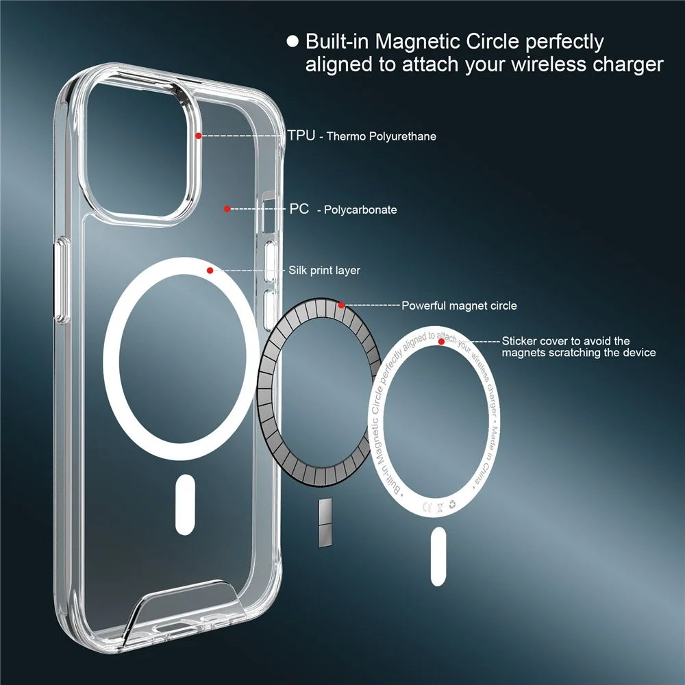 For iPhone 16 Pro Max Case Compatible with MagSafe TPU+PC Clear Phone Cover - 6