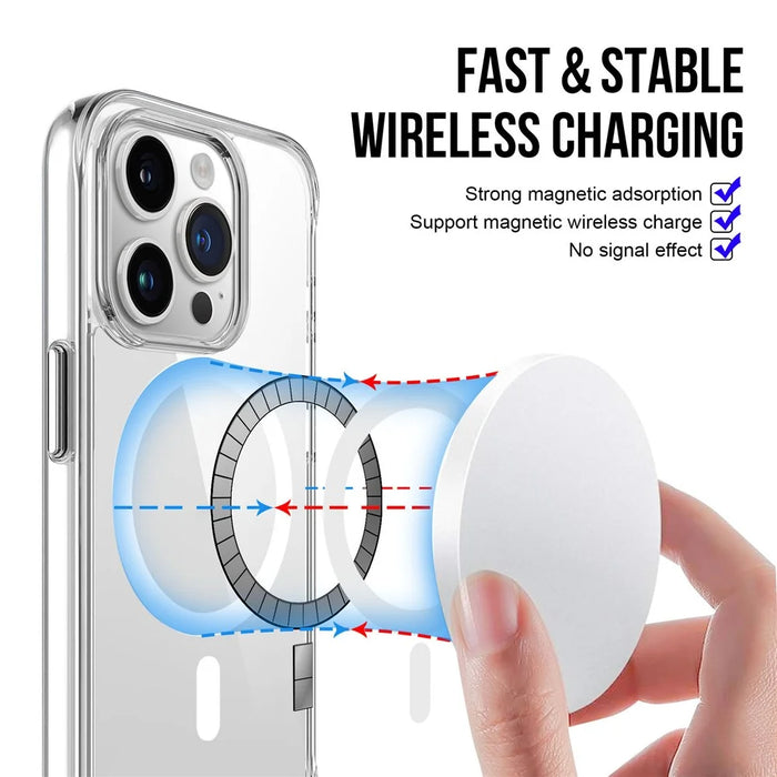 For iPhone 16 Pro Magnetic Case TPU+PC Drop Protection Phone Cover - 4
