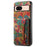 For Google Pixel 8a Case Leather Card Holder Phone Cover Floral Flower Pattern - Spring / Green - 1