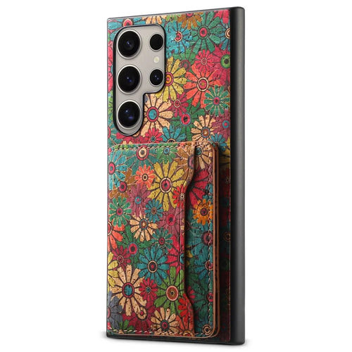 For Samsung Galaxy S23 Ultra Case Anti-Scratch Card Slot Kickstand Hybrid Phone Case - Spring / Green - 1