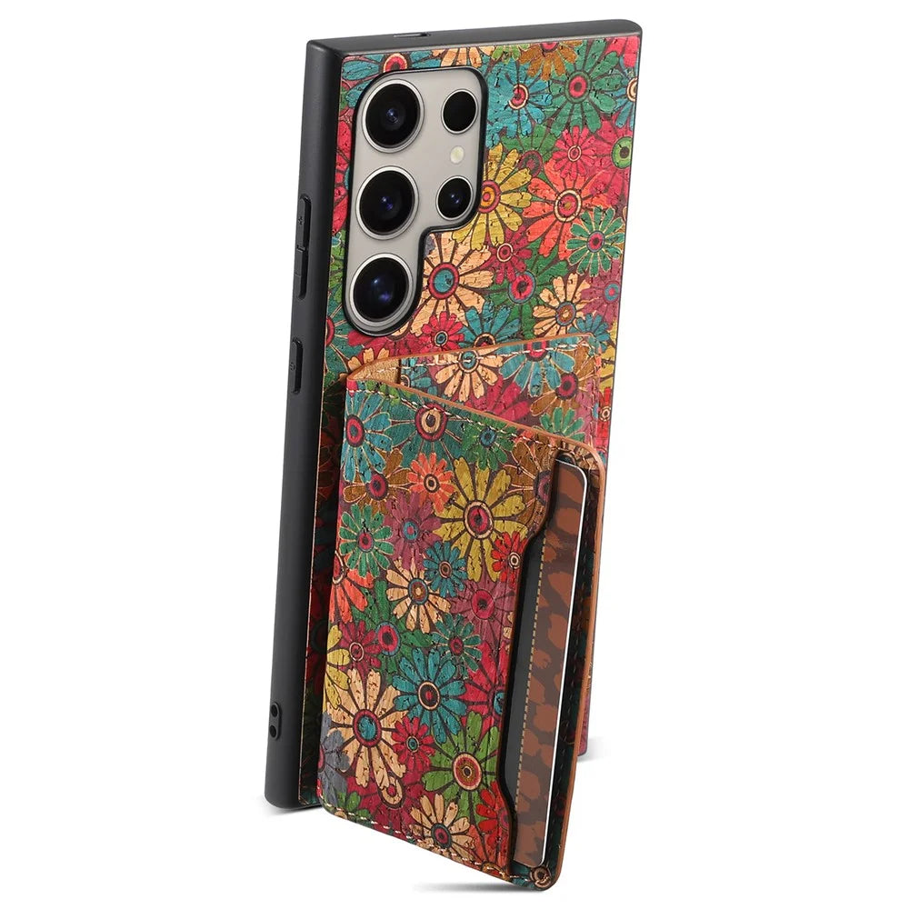 For Samsung Galaxy S23 Ultra Case Anti-Scratch Card Slot Kickstand Hybrid Phone Case - Spring / Green - 2