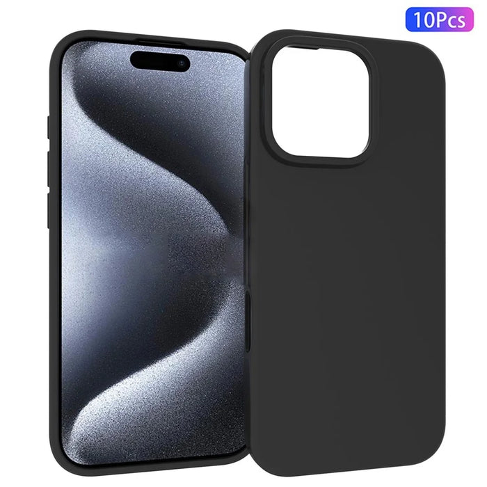 10Pcs  /  Pack for iPhone 16 Pro Case Matte TPU Shockproof Phone Back Cover - Black - 1