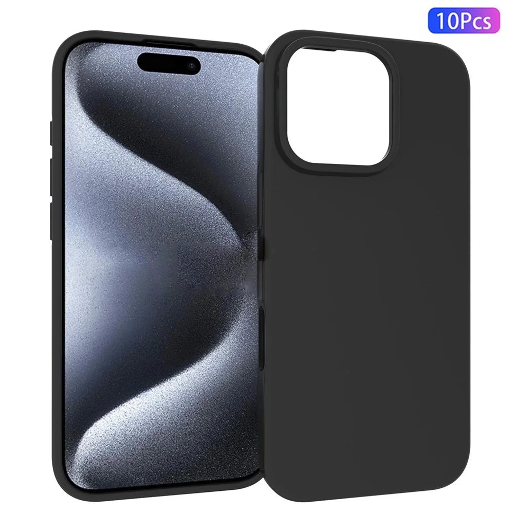 10Pcs  /  Pack for iPhone 16 Pro Max Case Matte TPU Shockproof Phone Back Cover - Black - 1