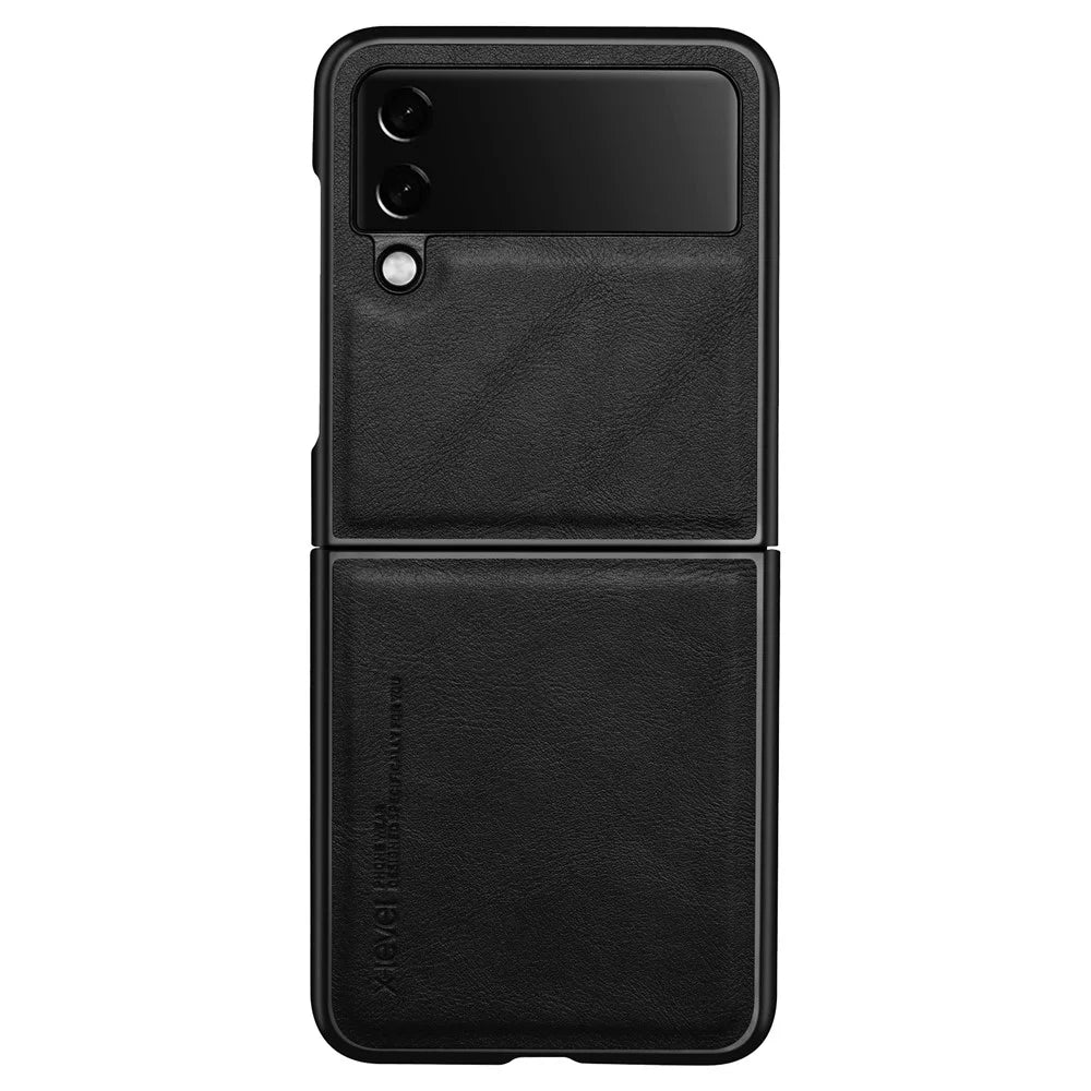 X-LEVEL Bojue-3 Series For Samsung Galaxy Z Flip4 5G Case PU Leather+TPU+PC Anti-Drop Phone Cover - Black - 1