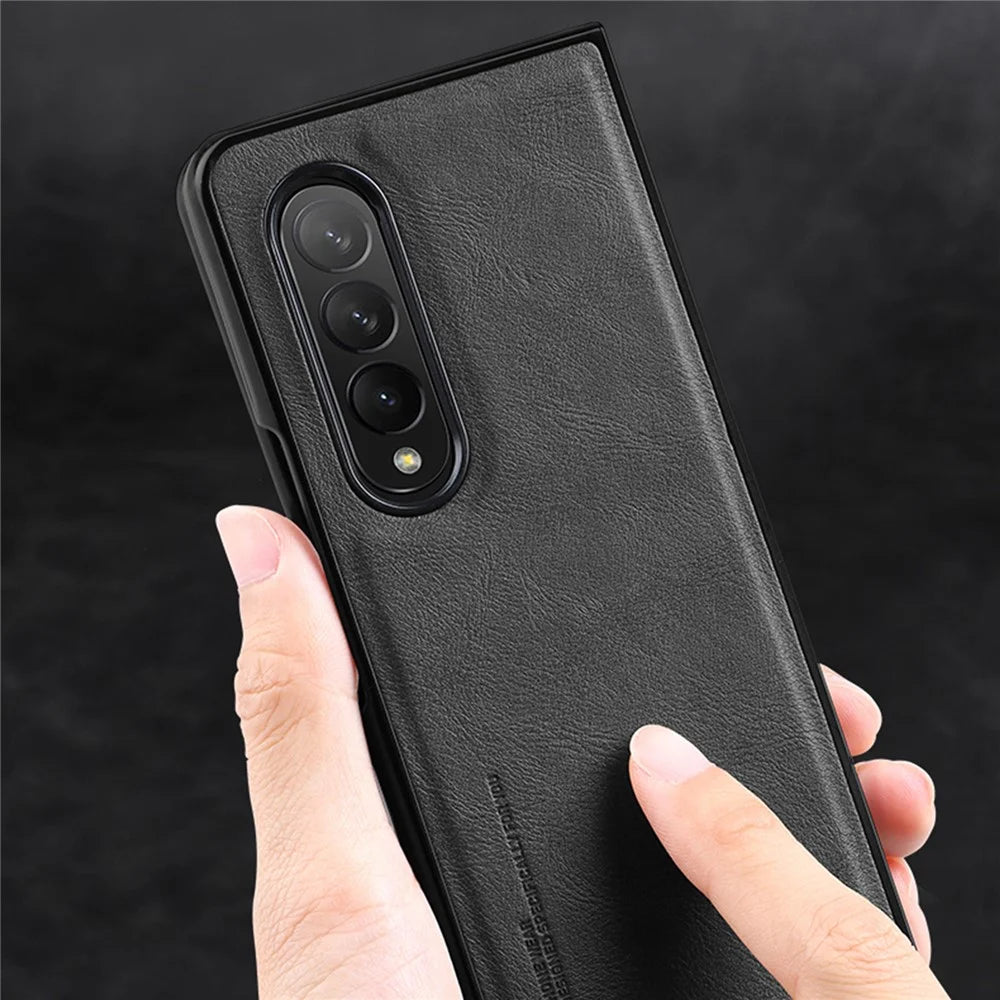 X-LEVEL Bojue-3 Series For Samsung Galaxy Z Fold4 5G Case Anti-Scratch Leather+TPU+PC Phone Cover - Black - 3