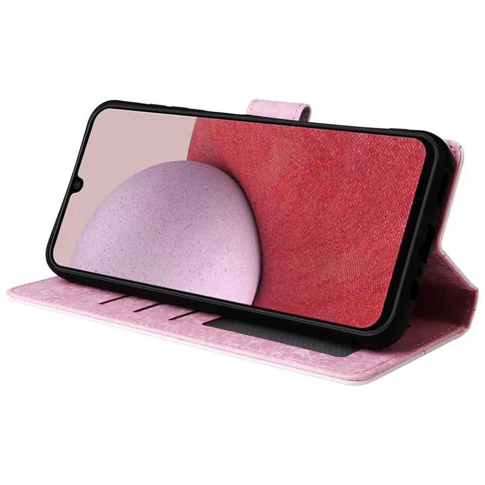 For Samsung Galaxy A14 5G Case RFID Blocking Leather Wallet Pouch Phone Cover - Butterfly Flower - 3