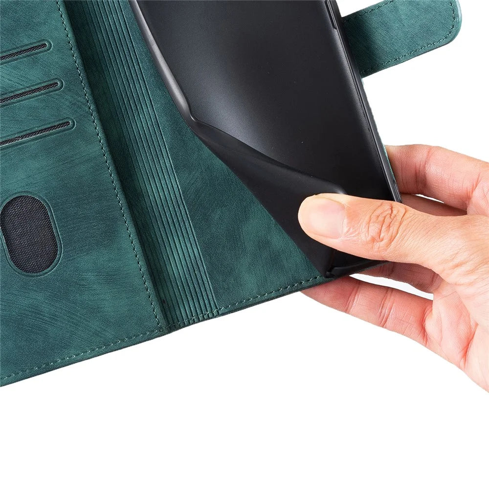 For Samsung Galaxy S23 Phone Case Cute Cat Imprint PU Leather Wallet Flip Cover - Green - 6