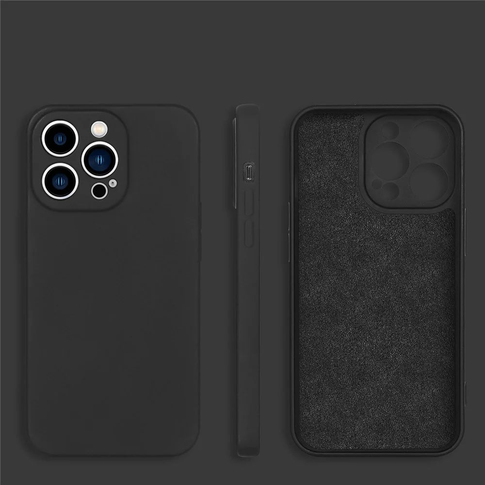For iPhone 13 Pro 6.1 inch Rubberized TPU 2.2mm Thickness Anti-Drop Protective Shell Fiber Lining Anti-Scratch Cover - Black - 3