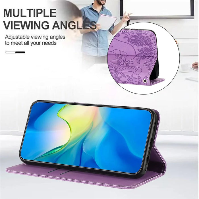 For Samsung Galaxy S25 / S24 Case Wallet PU Leather Phone Cover Elephant Pattern - Purple - 3