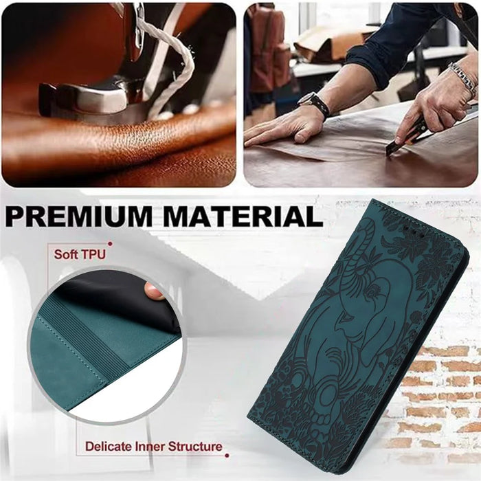 For Samsung Galaxy A34 5G Case PU Leather Wallet Protective Phone Cover - Green - 4