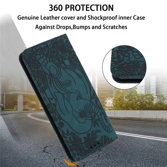 For Samsung Galaxy A34 5G Case PU Leather Wallet Protective Phone Cover - Green - 6