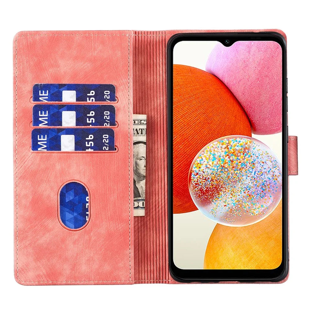 For Samsung Galaxy A14 5G / 4G Case Cat Heart Pattern PU Leather Flip Phone Cover - Pink - 2