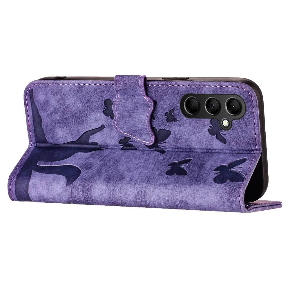 For Samsung Galaxy A35 5G Shockproof Case PU Leather Wallet Phone Cover - Purple - 3