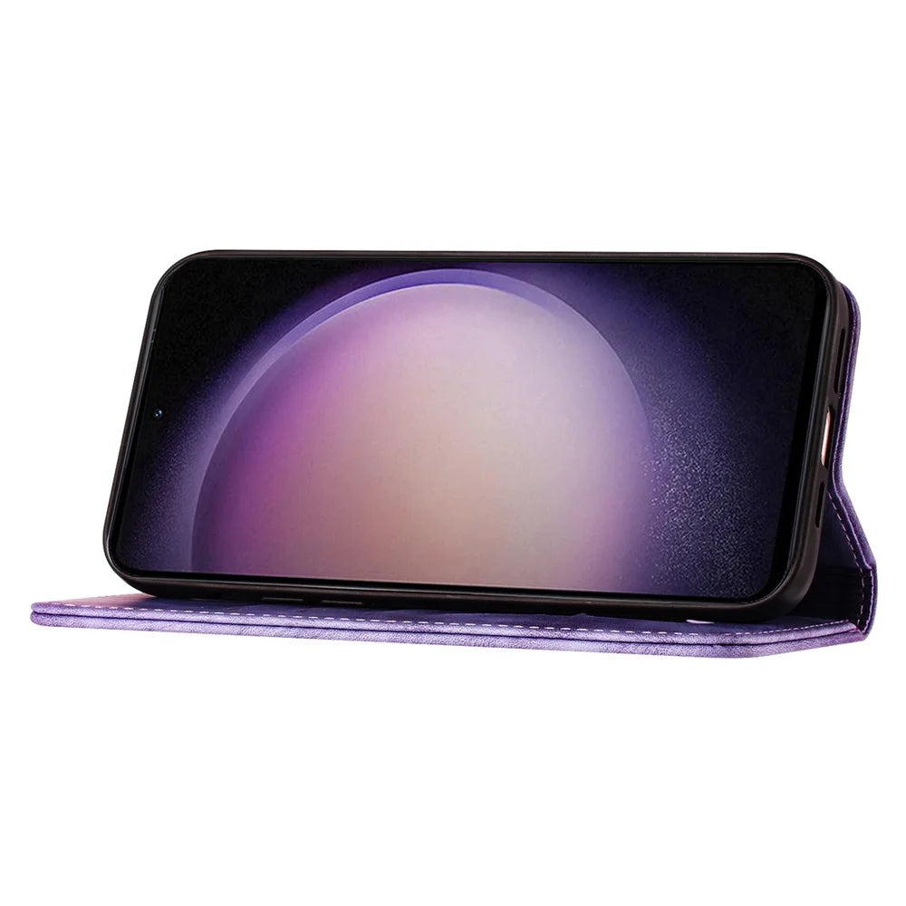 For Samsung Galaxy A35 5G Shockproof Case PU Leather Wallet Phone Cover - Purple - 4