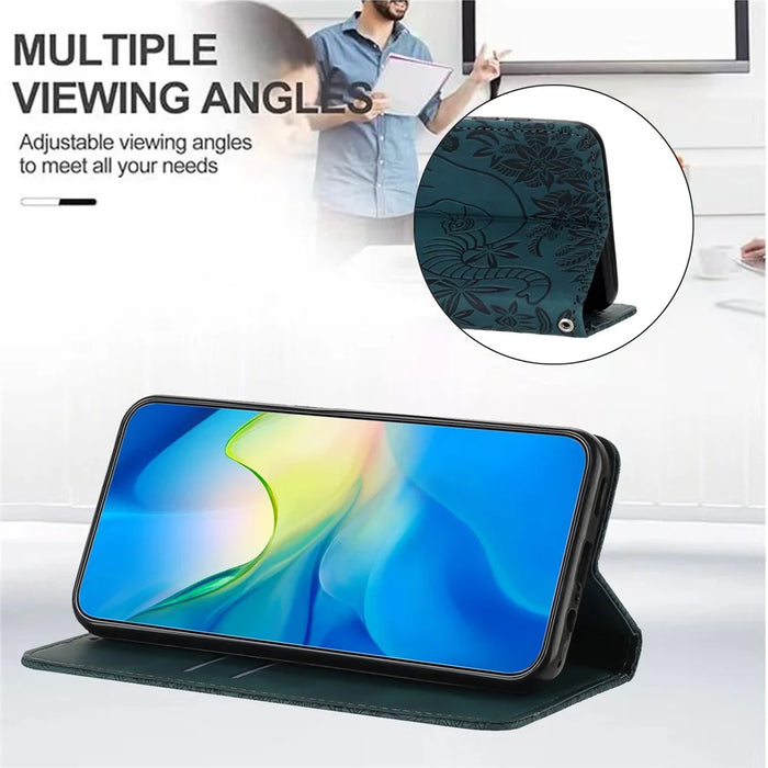 For Samsung Galaxy A55 5G Case Leather Wallet Phone Cover with Wrist Strap - Green - 3