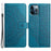 For iPhone 16 Pro Case PU Leather Stand Wallet Phone Cover Mandala Imprinted - Blue - 1