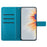 For iPhone 16 Pro Case PU Leather Stand Wallet Phone Cover Mandala Imprinted - Blue - 2