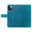 For iPhone 16 Pro Case PU Leather Stand Wallet Phone Cover Mandala Imprinted - Blue - 5