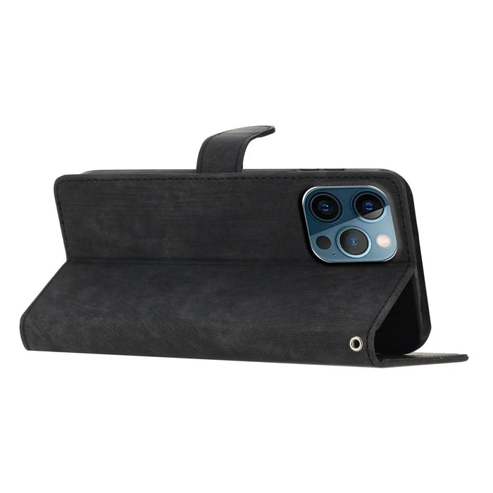 For iPhone 16 Pro Max Case Card Holder Shockproof PU Leather Phone Cover - Black - 3