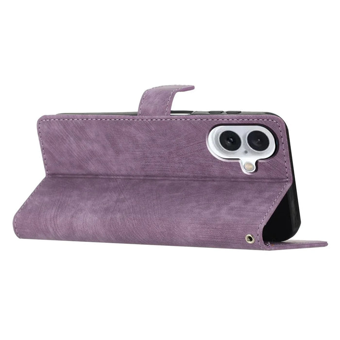 For iPhone 16 Case Card Holder Shockproof PU Leather Phone Cover - Purple - 3