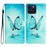 For iPhone 16 Pro Max Case Pattern Print PU Leather Card Slots Phone Cover with Wrist Strap - Blue Butterfly - 1