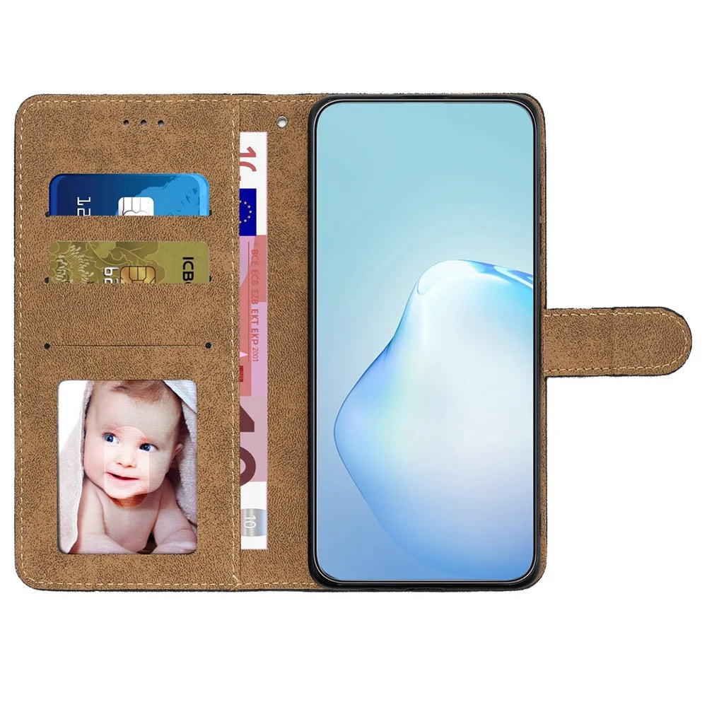 For iPhone 16 Pro Case Crazy Horse Texture PU Leather Wallet Stand Phone Cover - Brown - 2