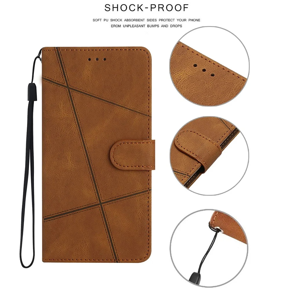 For iPhone 16 Pro Case Crazy Horse Texture PU Leather Wallet Stand Phone Cover - Brown - 6