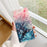 For iPhone 16 Case PU Leather 3D Pattern Printing Phone Wallet Cover - Pink Blue Marble - 5