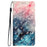 For iPhone 16 Case PU Leather 3D Pattern Printing Phone Wallet Cover - Pink Blue Marble - 6