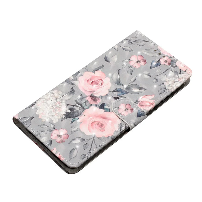 For iPhone 16 Pro Case 3D Pattern Print Leather Wallet Flip Phone Cover - Flowers - 4
