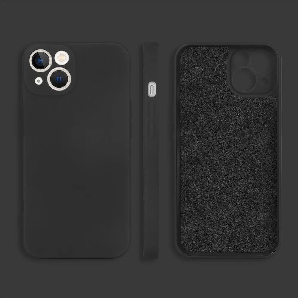Rubberized Phone Cover For iPhone 13 6.1 inch, Anti-wear 2.2mm Thickness Soft TPU Protective Phone Case with Fiber Lining - Black - 3