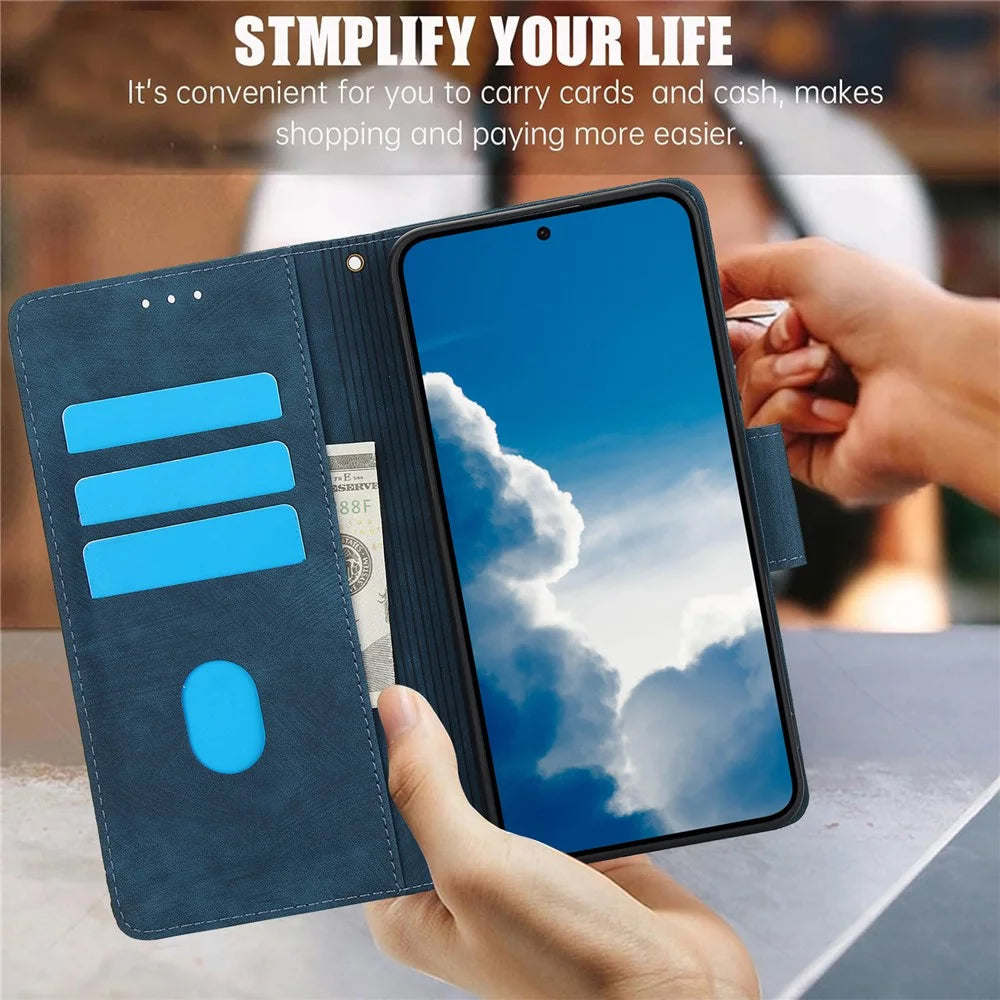 SY-001 For Samsung Galaxy S24+ Case Butterfly Flower Leather Wallet Stand Phone Cover with Wrist Strap - Blue - 2