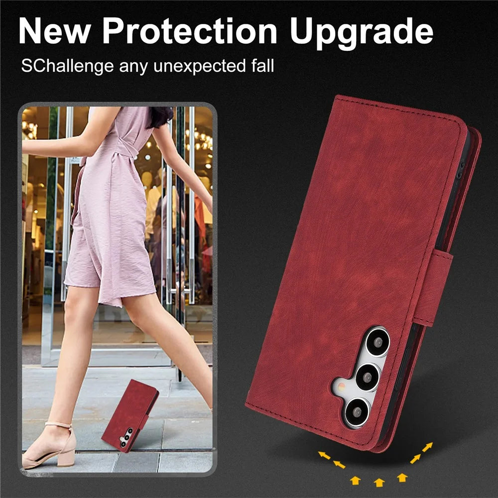 SY-001 For Samsung Galaxy S24 Case Butterfly Flower Leather Cover with Magnetic Clasp - Red - 7