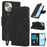 SY-001 For iPhone 15 Plus / 14 Plus Case Folding Stand Butterfly Flower Leather Phone Cover Handbag - Black - 1