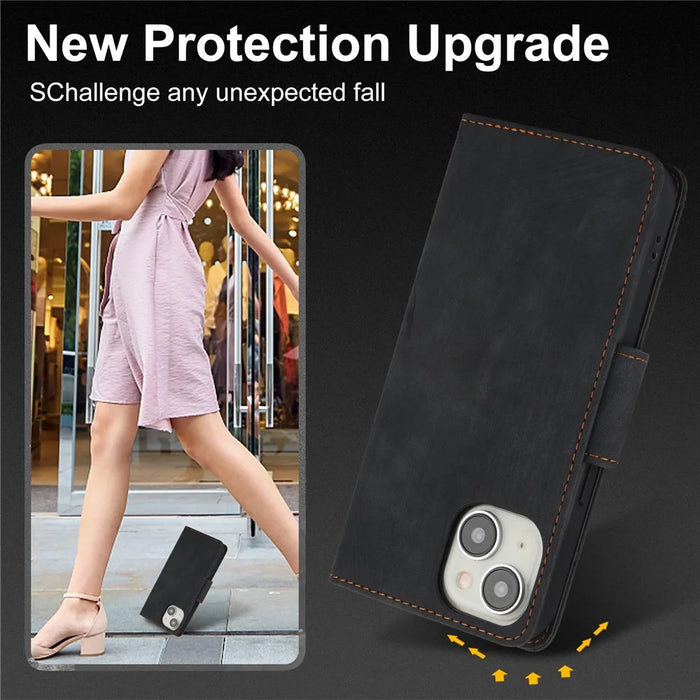 SY-001 For iPhone 15 Plus / 14 Plus Case Folding Stand Butterfly Flower Leather Phone Cover Handbag - Black - 7