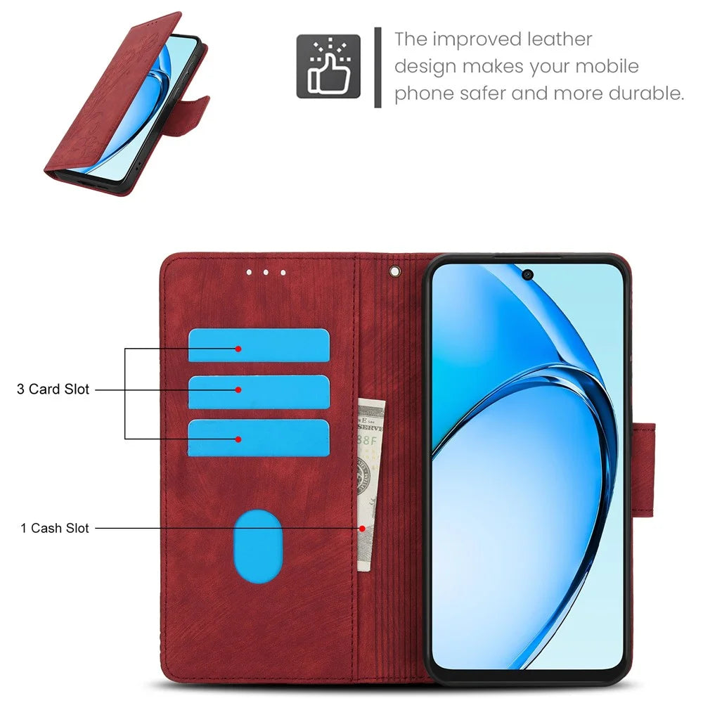 SY-001 For Realme 12 Pro 5G / 12 Pro+ 5G Case with Wrist Strap Butterfly Flower Leather Phone Cover Folio Wallet - Red - 6