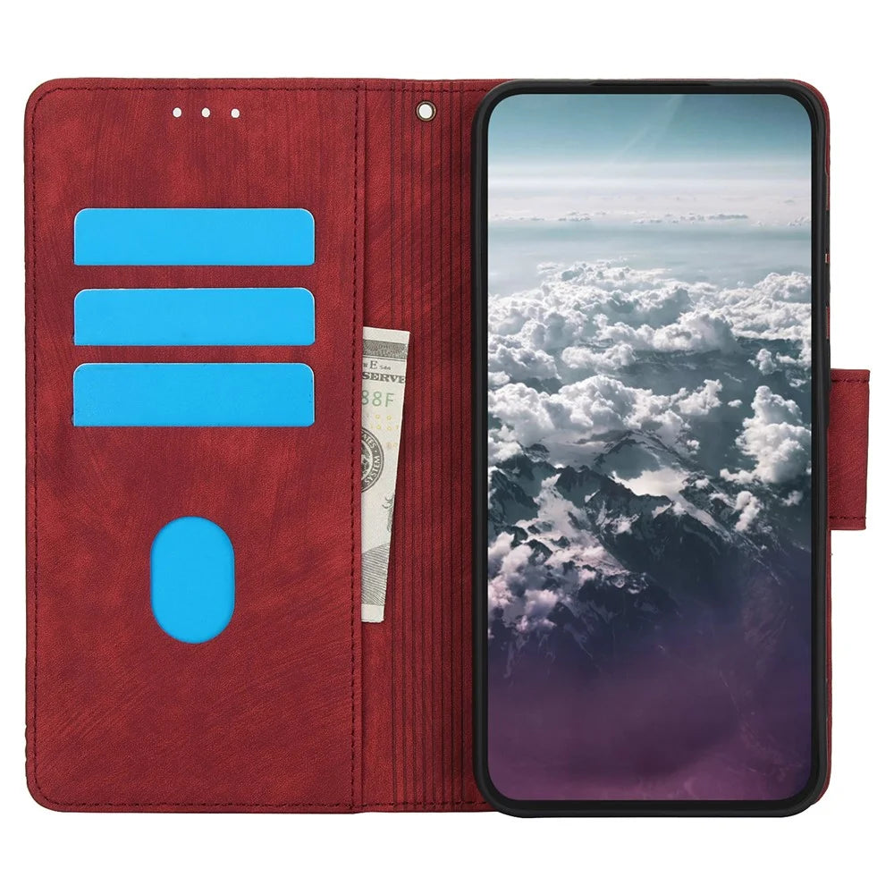 SY-001 For Samsung Galaxy A35 5G Case Butterfly Flower Wallet Flip Leather Cover - Red - 2