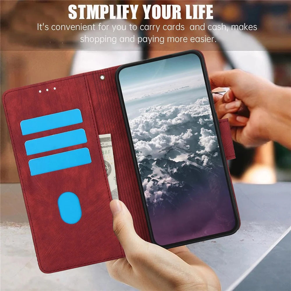 SY-001 For Samsung Galaxy A35 5G Case Butterfly Flower Wallet Flip Leather Cover - Red - 5